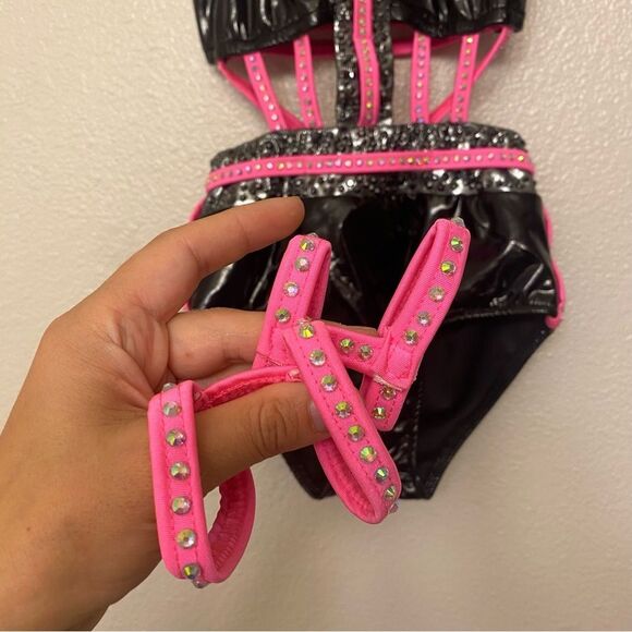 Glamour mature faux leather goth grunge studed Dance costume solo Dirty Diana SA - Picture 8 of 15